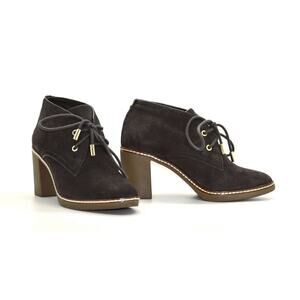 B2 Auth TORY BURCH Hilary Brown Suede Sheep Fur Lining Lace Up Bootie Size 5.5M